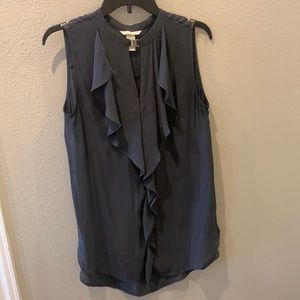 H&M gray tunic ruffle blouse size 10 sleeveless